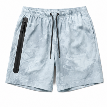 Light Blue Tie-Dye Straight Fit Shorts