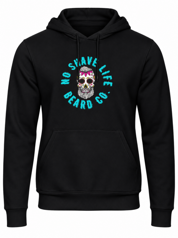Black Regular Fit Pullover Hoodie with Skull Graphic Print