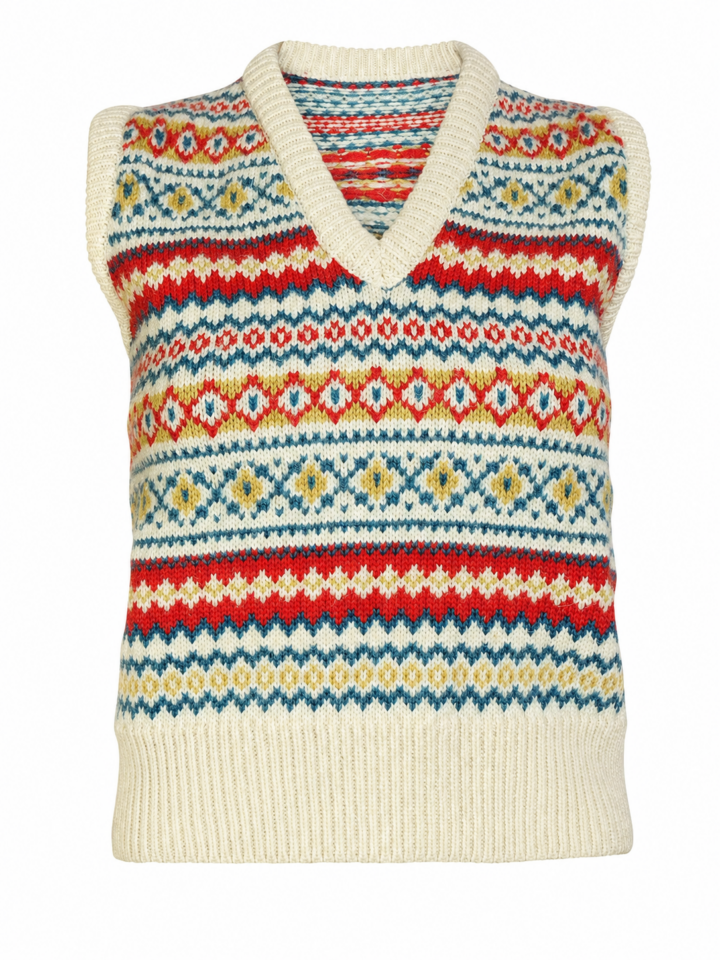 Cream Fair Isle Sleeveless Sweater Vest