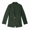 Dark Green Longline Single-Breasted Blazer with Notch Lapel