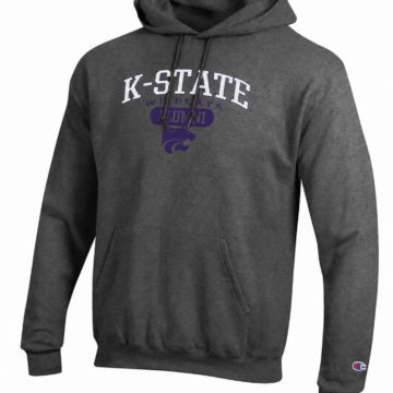 Heather Gray Pullover Hoodie with Purple and White Graphic