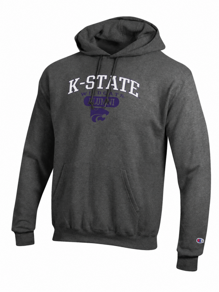 Heather Gray Pullover Hoodie with Purple and White Graphic