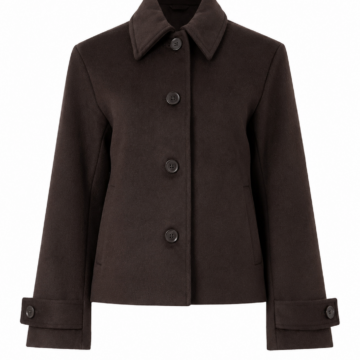 Dark Brown Single-Breasted Tailored Wool Coat