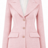 Light Pink Nipped-Waist Blazer with Peak Lapel and Three-Button Front
