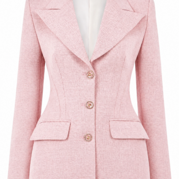 Light Pink Nipped-Waist Blazer with Peak Lapel and Three-Button Front
