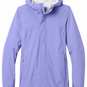 Solid Lavender Hooded Rain Jacket with Storm Flap