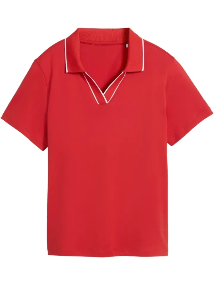 Red Short-Sleeve Polo Shirt with White Trim