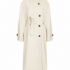 Ivory Longline Funnel Neck Coat with Belt