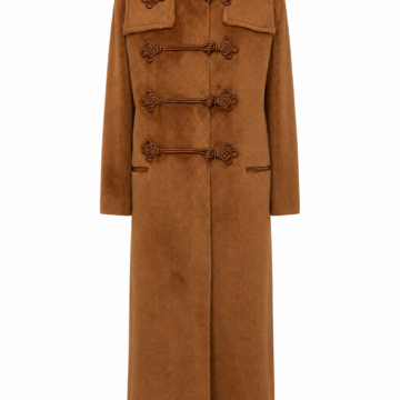 Camel Brown Longline Hooded Duffle Coat