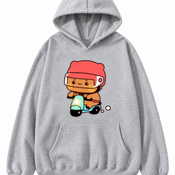 Heather Gray Relaxed Fit Graphic Pullover Hoodie