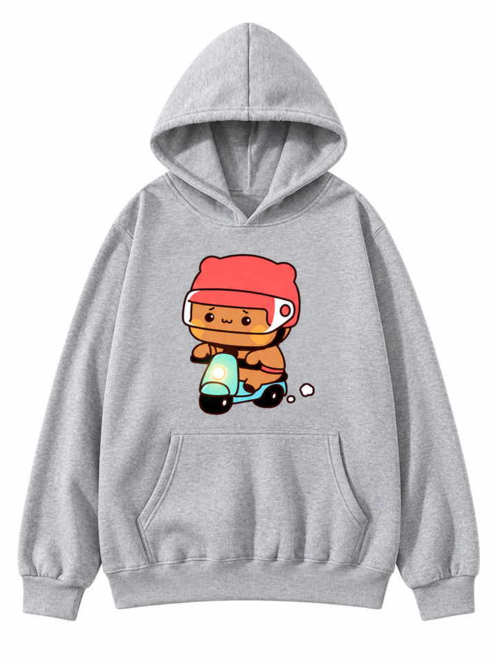 Heather Gray Relaxed Fit Graphic Pullover Hoodie