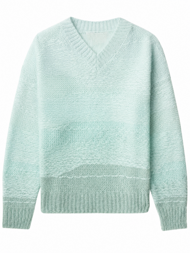 Light Mint Green Relaxed V-Neck Sweater