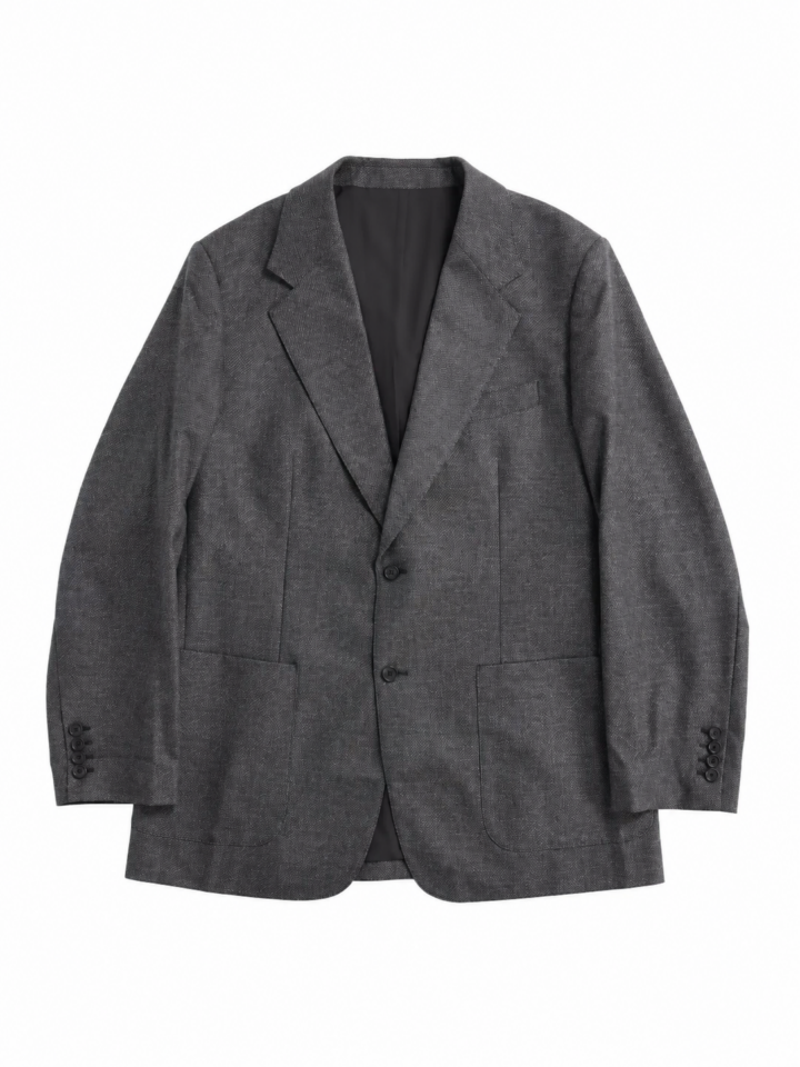 Charcoal Grey Textured Blazer with Notch Lapel