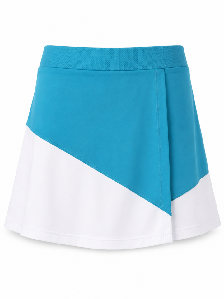 Teal White Color-Block A-Line Skort