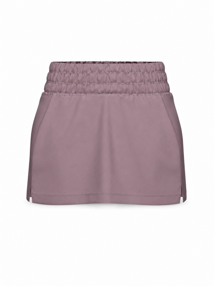 Dusty Purple Smocked A-Line Mini Skirt with Side Slit