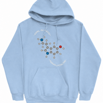 Light Blue Pullover Hoodie with Molecular Graphic