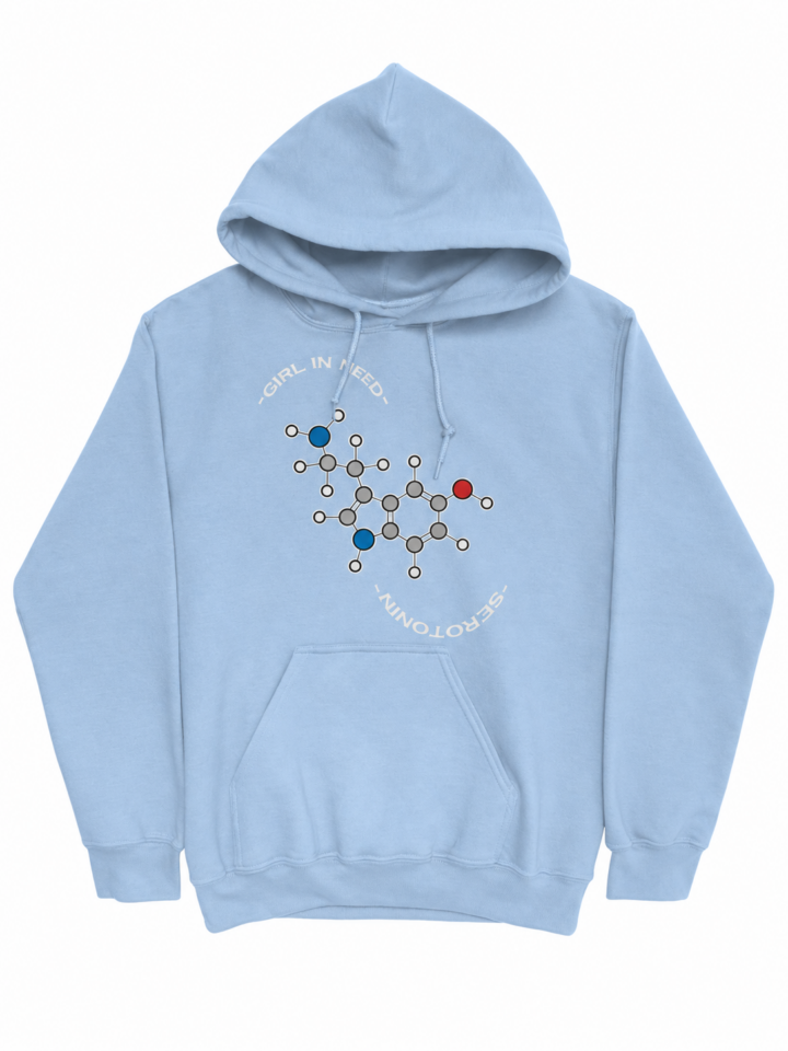 Light Blue Pullover Hoodie with Molecular Graphic