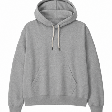 Heather Grey Pullover Hoodie with Dropped Shoulders