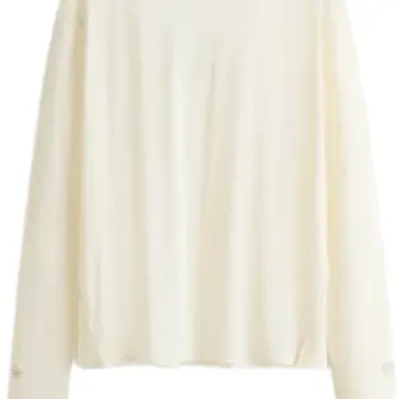 Off-White Oversized Crop Top with Floral Embroidery