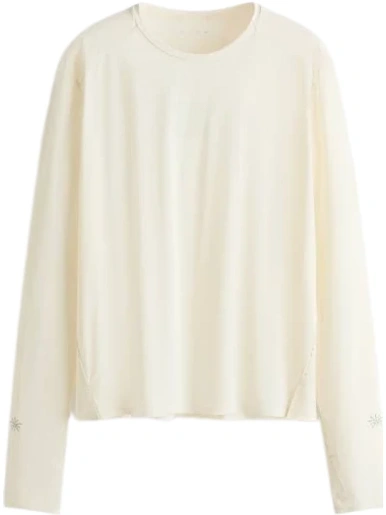 Off-White Oversized Crop Top with Floral Embroidery