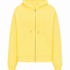 Bright Yellow Zip-Up Hoodie with Drawstring Hood