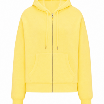 Bright Yellow Zip-Up Hoodie with Drawstring Hood