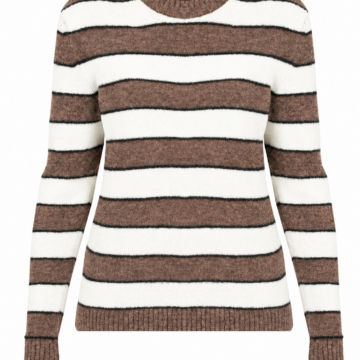 Brown and Off-White Striped Knit Sweater