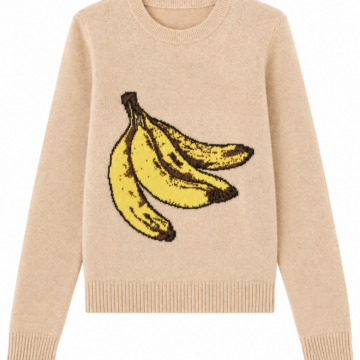 Beige Banana Graphic Knit Sweater