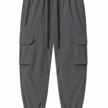 Grey Cargo Jogger Pants with Tapered Fit