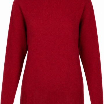 Red Regular Fit Crew Neck Sweater with Ribbed Mock Neck