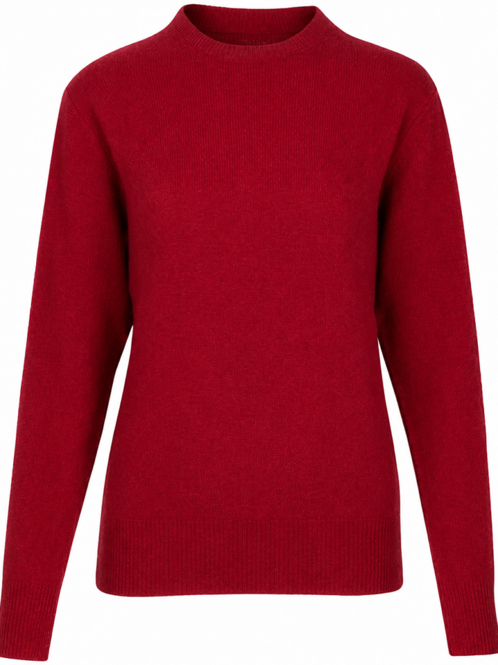 Red Regular Fit Crew Neck Sweater with Ribbed Mock Neck