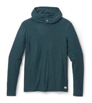 Dark Teal Pullover Hoodie with Draped Cowl Hood