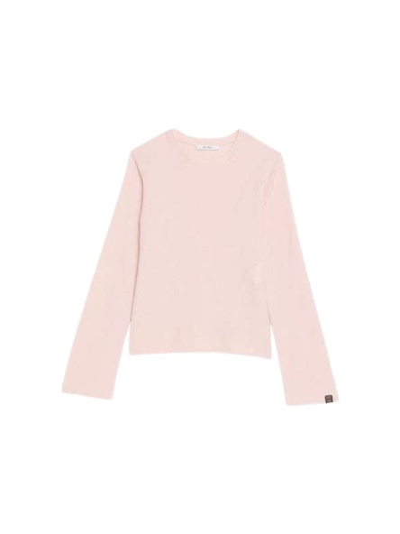Pale Pink Crew Neck Long-Sleeve Knit Sweater