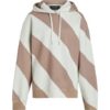 Diagonal Stripe Oversized Hoodie in Cream and Pink