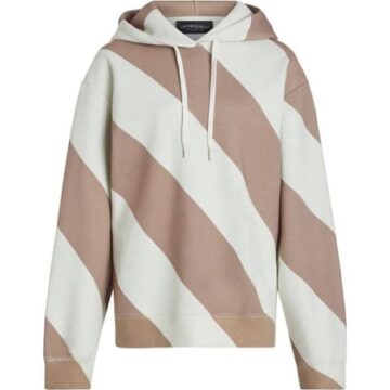 Diagonal Stripe Oversized Hoodie in Cream and Pink
